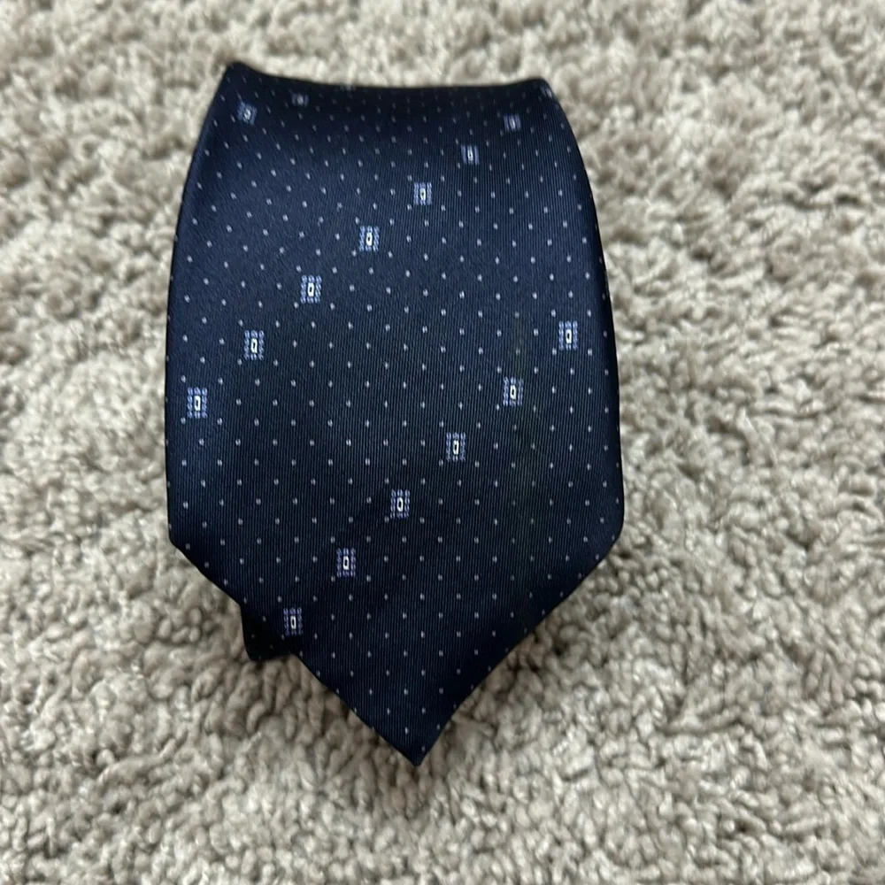 PACO RABANNE Paris Men’s Silk Tie Navy Blue Made In Italy